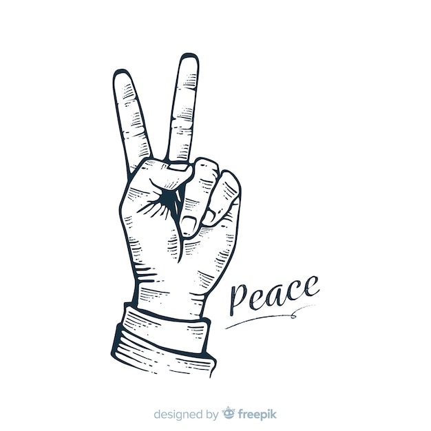 Hand peace sign background