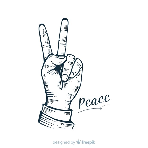 Hand peace sign background