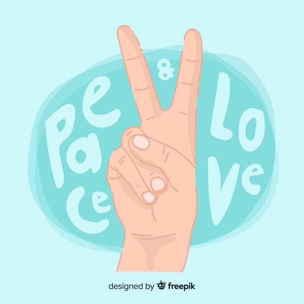 Hand peace sign background