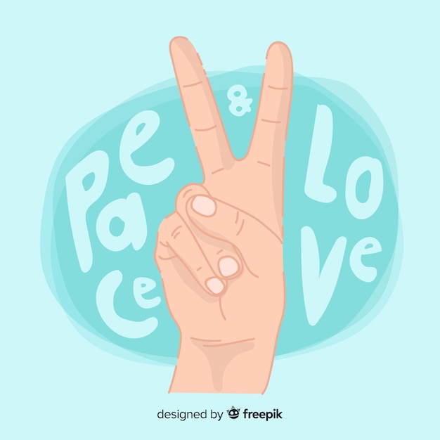 Hand peace sign background