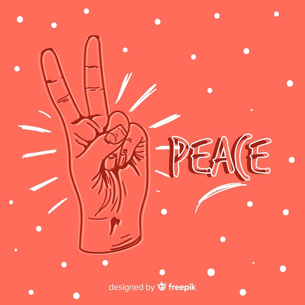 Hand peace sign background
