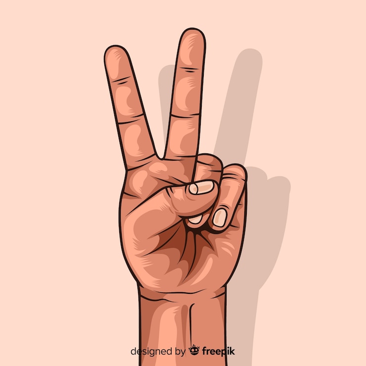 Free Vector hand peace sign realistic background