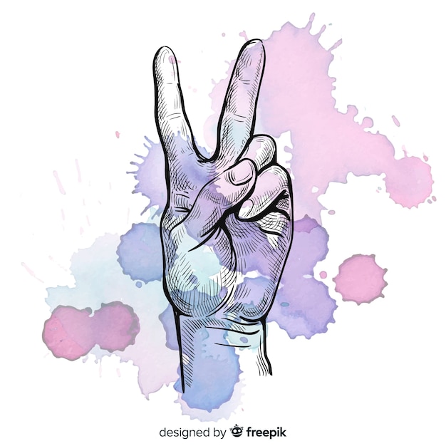 Free vector hand peace sign  with spots background