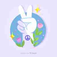 Free vector hand peace sign with tattoo background