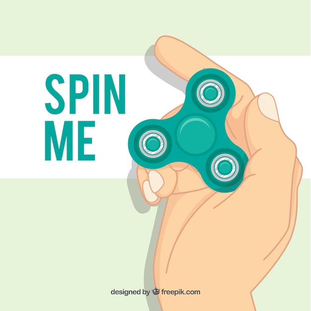 Free vector hand playing background with a green spinner