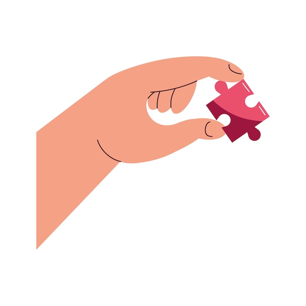 Бесплатное векторное изображение Рука играет с красным кусочком головоломки