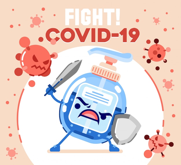 World fight corona virus illustration. corona mascot ...