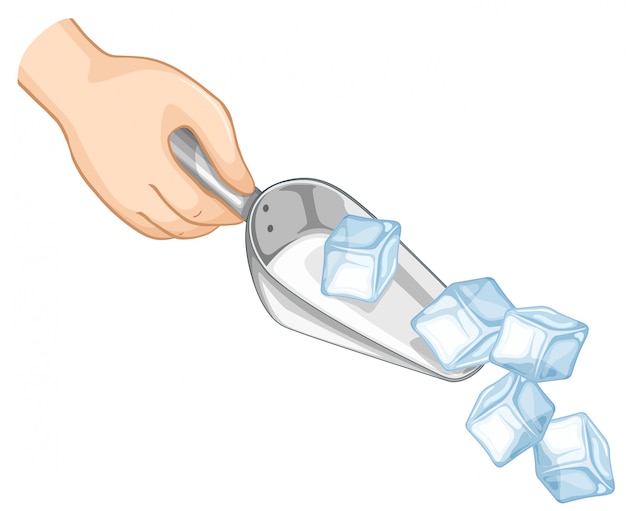 Free vector hand scooping ice with metal spoon