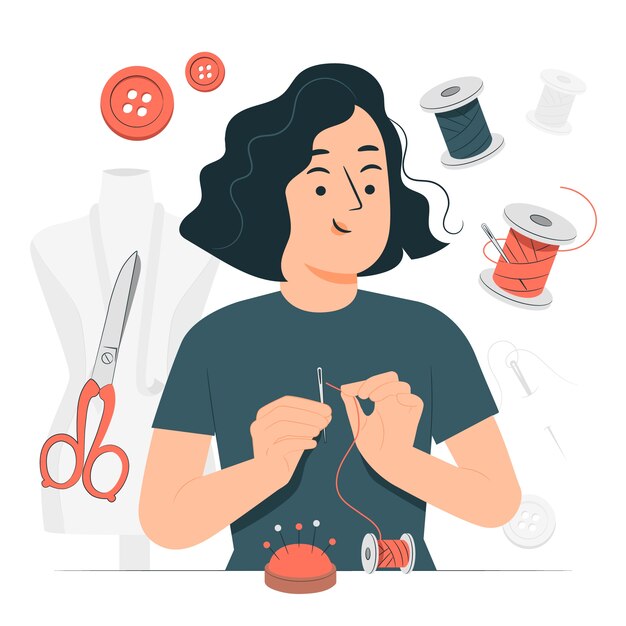 Hand sewing  concept illustration