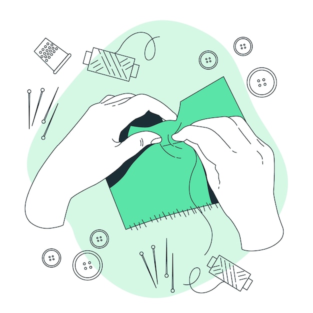 Hand sewing  concept illustration