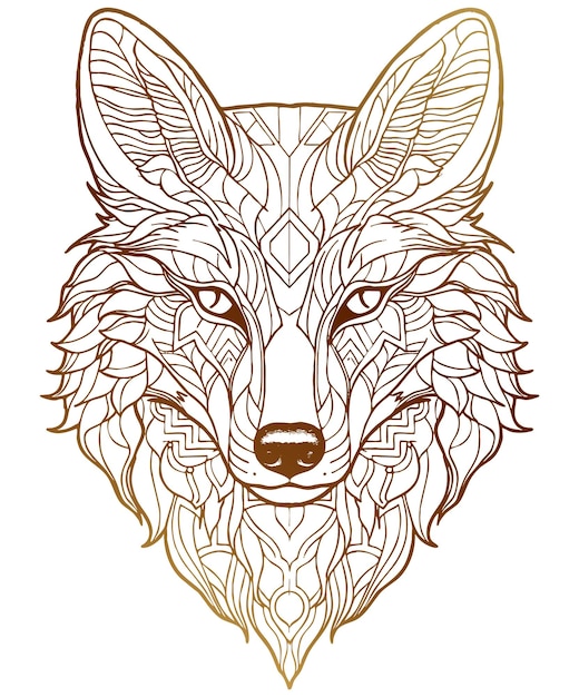 Free vector hand sketch mandala fox outline design