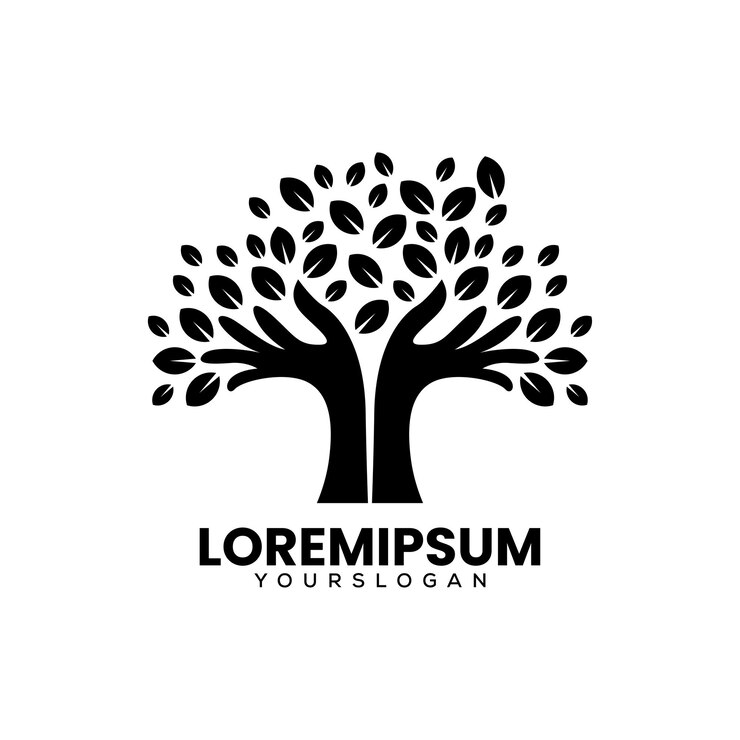 Free Vector hand and tree logo design template