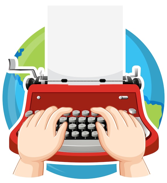 Free vector hand typing on typewriter