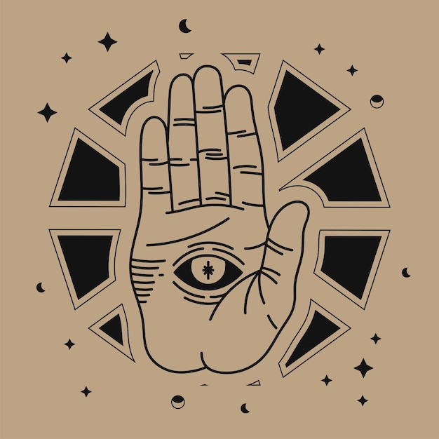 hand with eye alchemy sketch