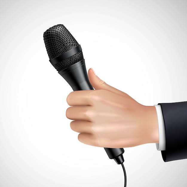 Hand with microphone