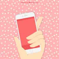 Free vector hand with mobile phone