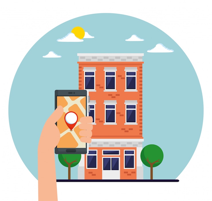 Free Vector hand with smartphone address to journey travel