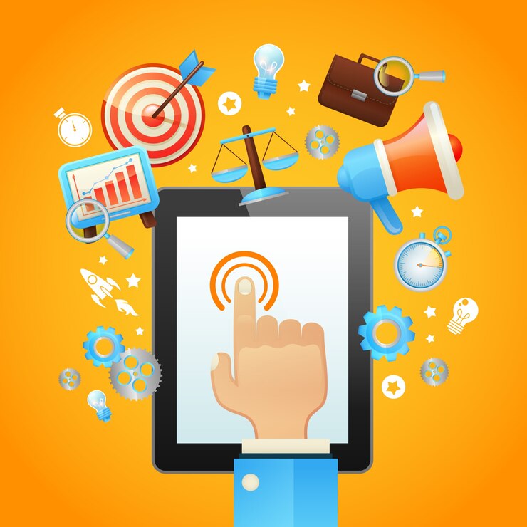मुफ़्त वेक्टर hand with tablet device