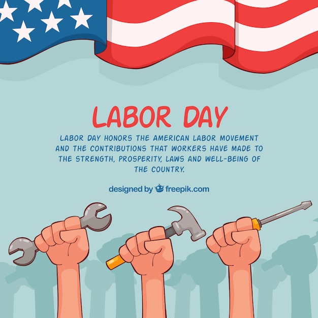 Free vector hand with tools labor day background