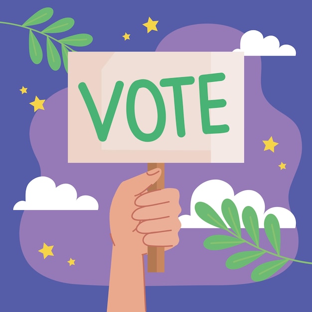 Free vector hand with vote banner