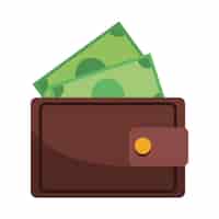 Free vector hand with wallet and money icon isolated