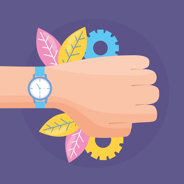 Free vector hand with wristwatch