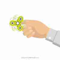 Free vector hand with yellow spinner spinning