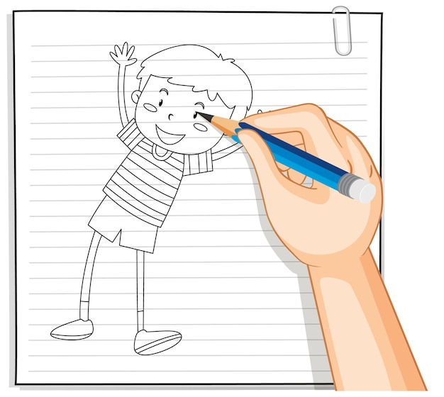 Free vector hand writing of boy dancing outline