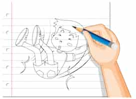 Free vector hand writing of boy fall down accident outline