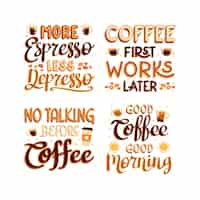 Free vector hand writing coffee lettering set