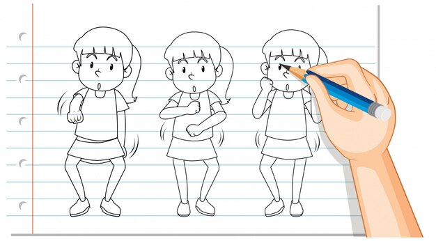 Wacth me nae naeの概要を踊っている女の子の手書き