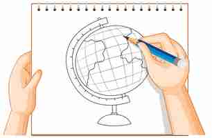 Free vector hand writing of globe model outline