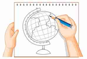 Free vector hand writing of globe model outline