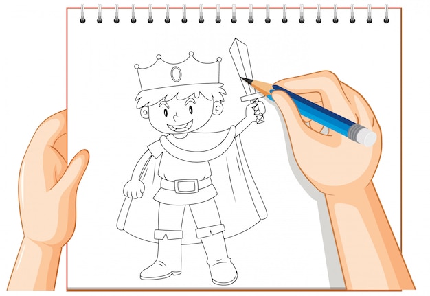 Free vector hand writing of knight boy outline