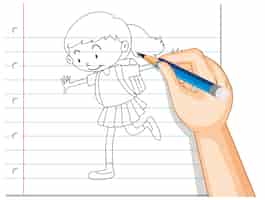 Free vector hand writing of student girl outline