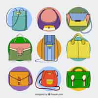 Free vector handbag collection in -hand drawn style