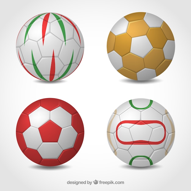 Handball balls collection in realistic style