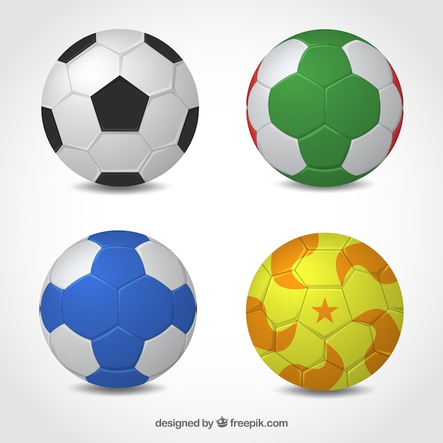 Handball balls collection in realistic style
