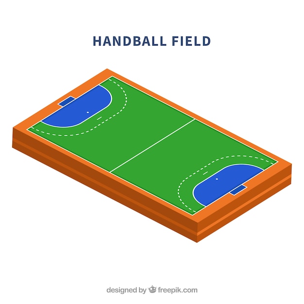 Handball field in isometric style