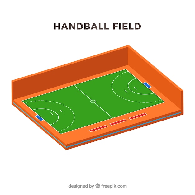 Handball field in isometric style