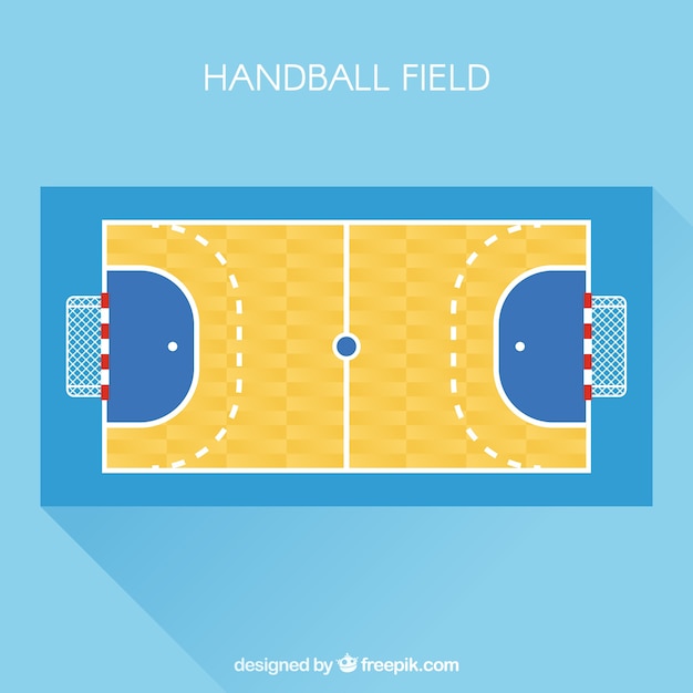 Free vector handball field with top view in flat style