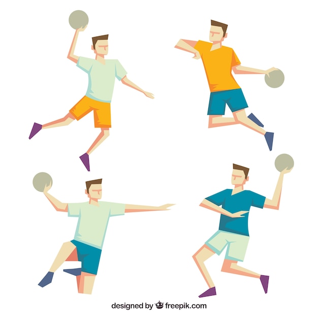 Free vector handball player collection with flat design