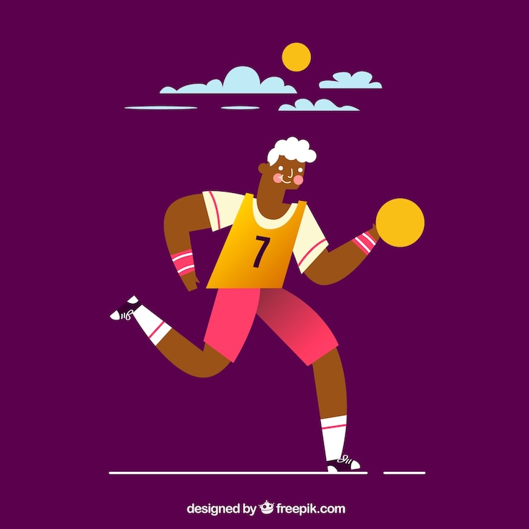 Free Vector handball player in hand drawn style