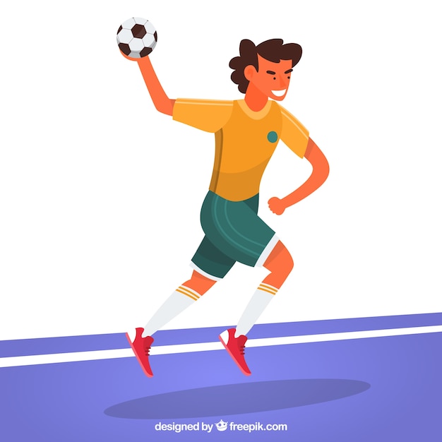 Handball player in hand drawn style