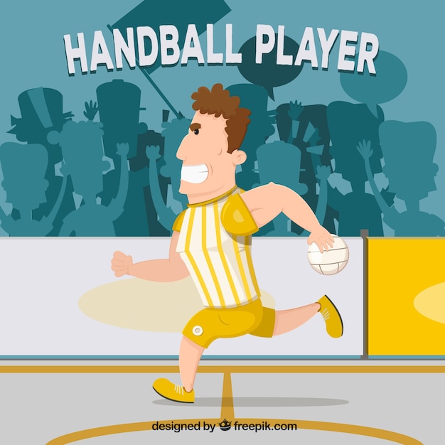 Free vector handball player in hand drawn style