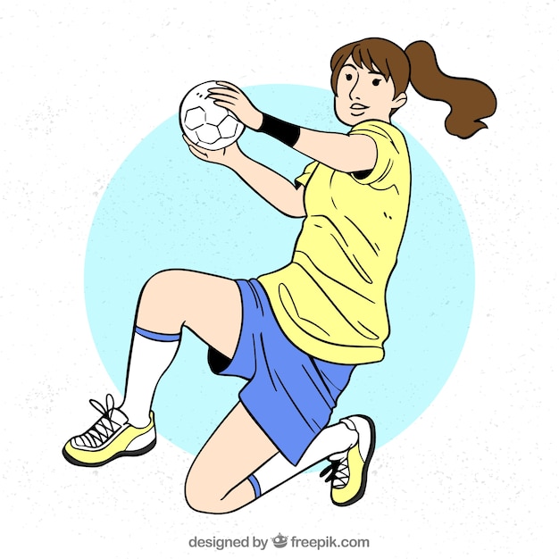 Free vector handball player in hand drawn style