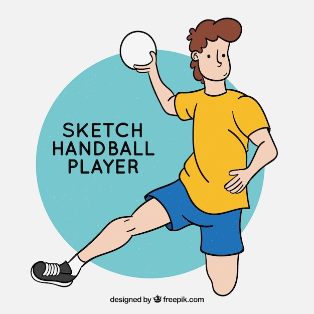 Handball player in hand drawn style