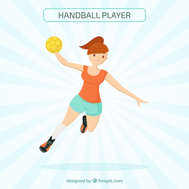 Handball player in hand drawn style