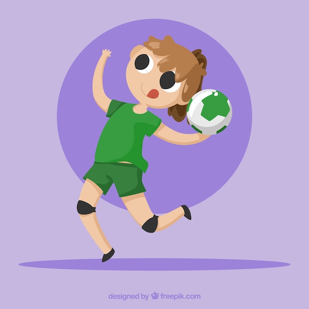 Handball player in hand drawn style