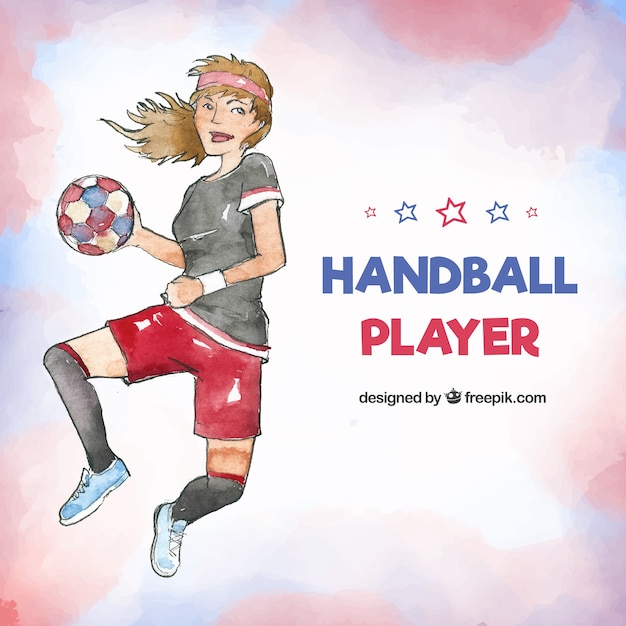 Free vector handball player in hand drawn style